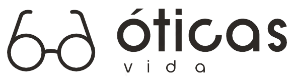 imagem de um óculos à direita e o nome da ótica à esquerda